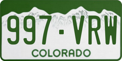 CO license plate 997VRW