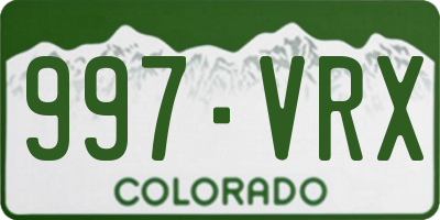 CO license plate 997VRX