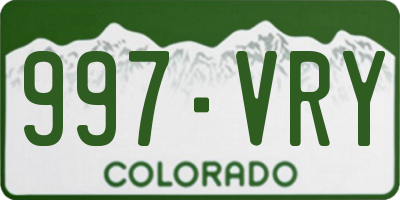 CO license plate 997VRY