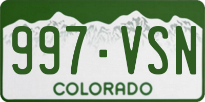 CO license plate 997VSN