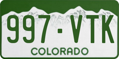 CO license plate 997VTK