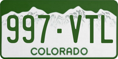 CO license plate 997VTL