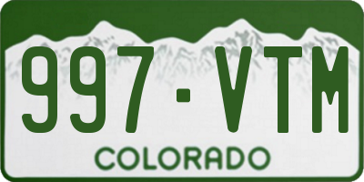 CO license plate 997VTM
