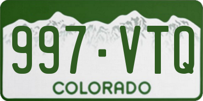 CO license plate 997VTQ