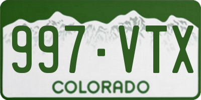 CO license plate 997VTX
