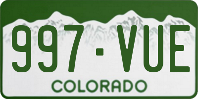 CO license plate 997VUE