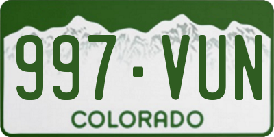 CO license plate 997VUN