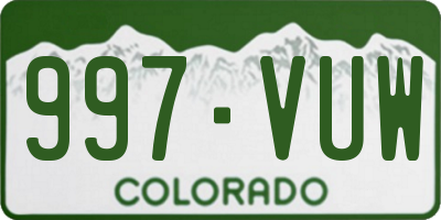 CO license plate 997VUW