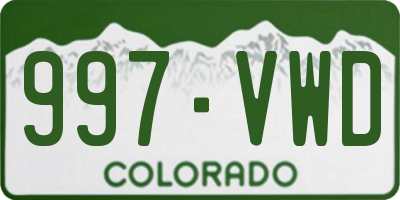CO license plate 997VWD