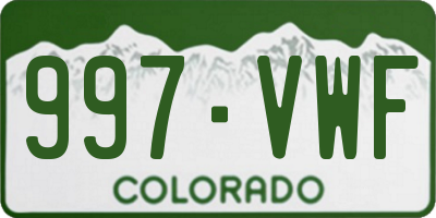 CO license plate 997VWF