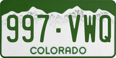 CO license plate 997VWQ