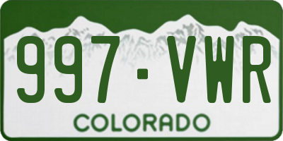 CO license plate 997VWR