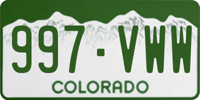 CO license plate 997VWW