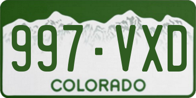 CO license plate 997VXD