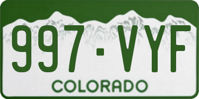 CO license plate 997VYF