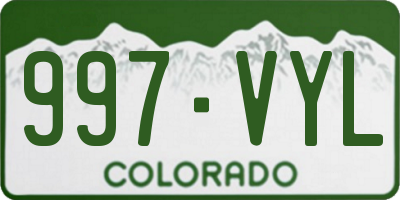CO license plate 997VYL