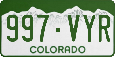 CO license plate 997VYR