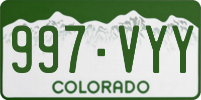 CO license plate 997VYY