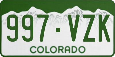 CO license plate 997VZK