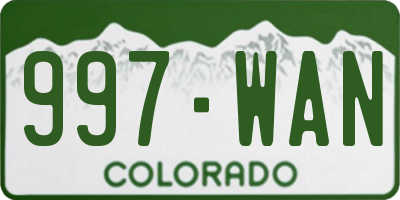 CO license plate 997WAN