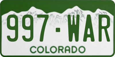 CO license plate 997WAR