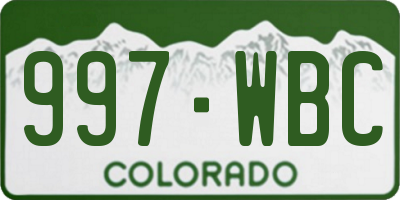 CO license plate 997WBC