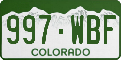CO license plate 997WBF