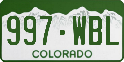 CO license plate 997WBL