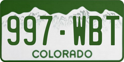CO license plate 997WBT