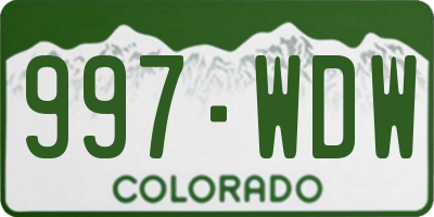 CO license plate 997WDW