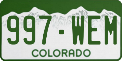 CO license plate 997WEM