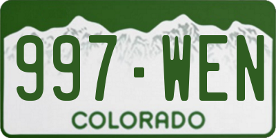 CO license plate 997WEN