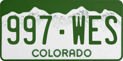 CO license plate 997WES
