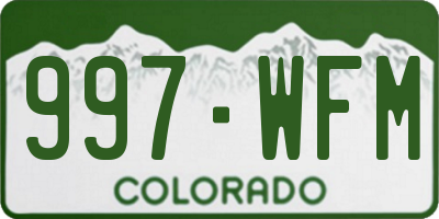 CO license plate 997WFM