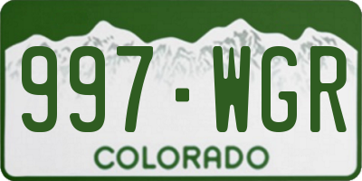 CO license plate 997WGR