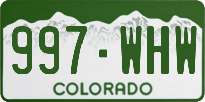CO license plate 997WHW