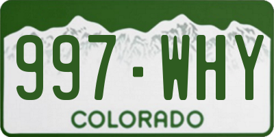 CO license plate 997WHY