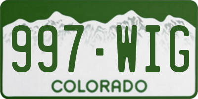 CO license plate 997WIG