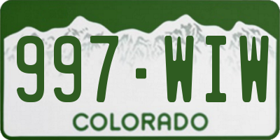 CO license plate 997WIW