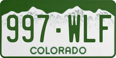 CO license plate 997WLF