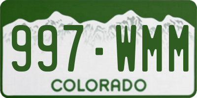 CO license plate 997WMM