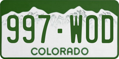 CO license plate 997WOD