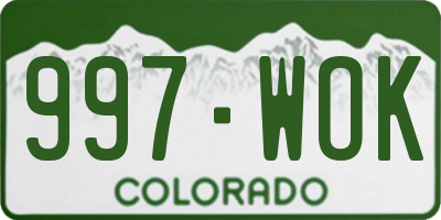 CO license plate 997WOK
