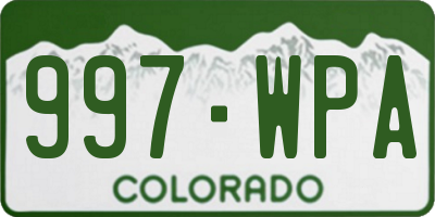 CO license plate 997WPA