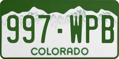 CO license plate 997WPB