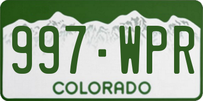 CO license plate 997WPR