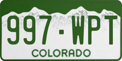 CO license plate 997WPT
