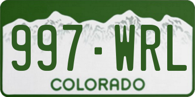 CO license plate 997WRL