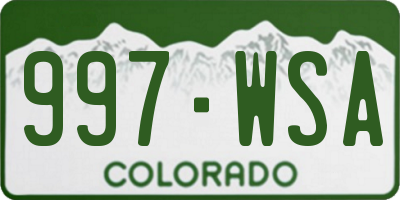 CO license plate 997WSA