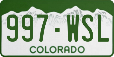 CO license plate 997WSL